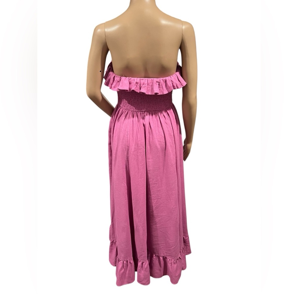 NWOT FREE PEOPLE Dress Womens Lush Life Linen Strapless Midi Opera Mauve Size S - Picture 5 of 16
